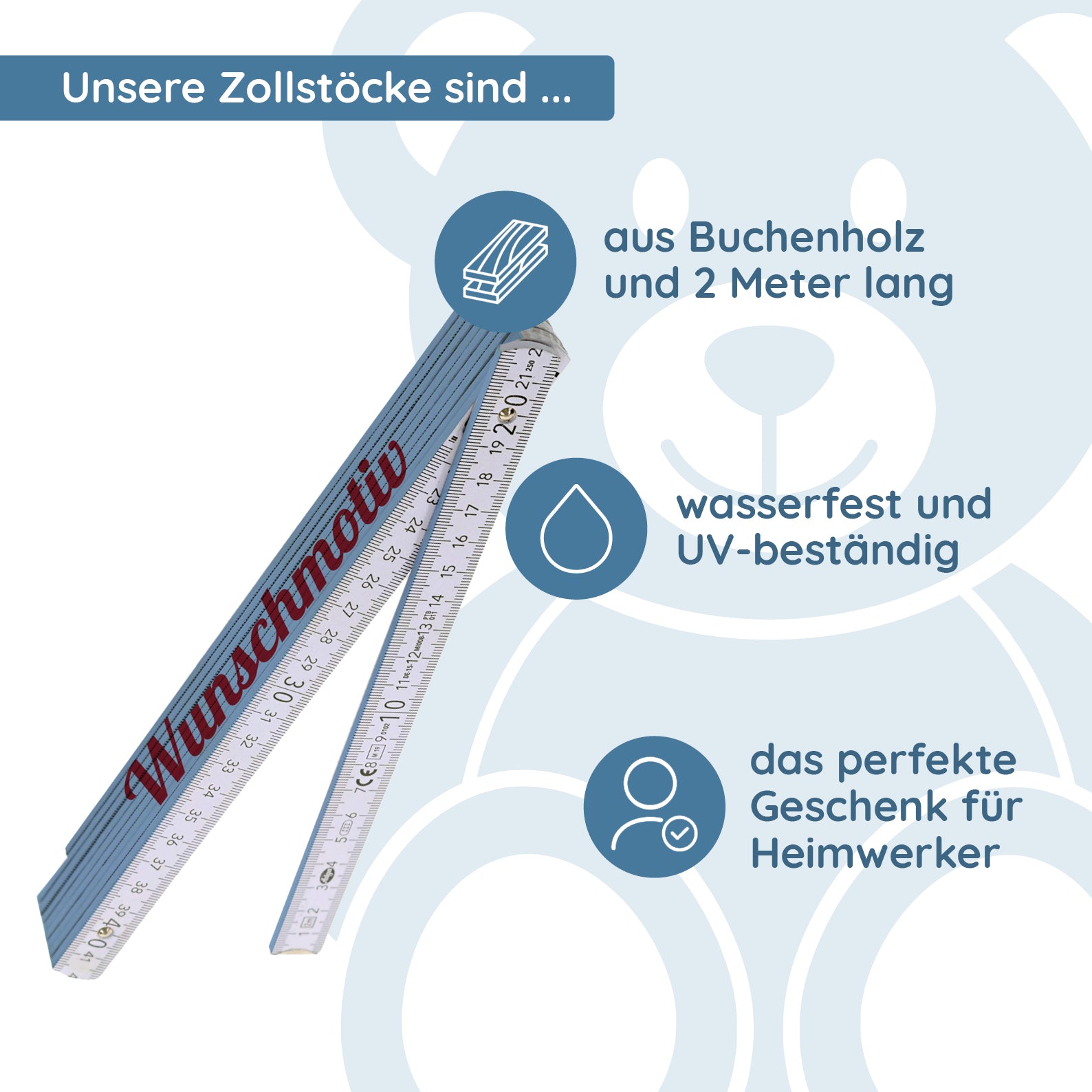 Zollstock / Meterstab & individuellem Druck - kinder-druckerei.de